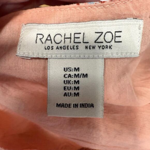 Rachel Zoe Maxi Dress Womens M Peach Paisley Floral Tiered Cottagecore Flowy - Picture 9 of 10